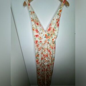 Zara Floral Print Dress in Cream and Red